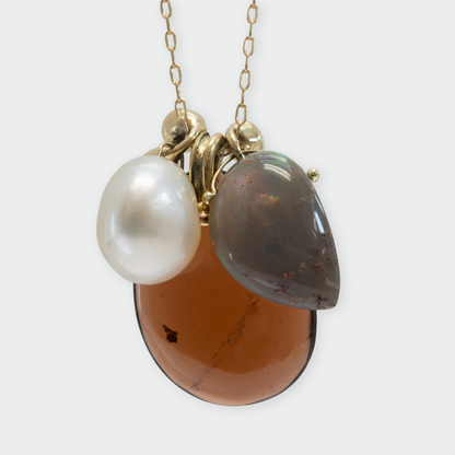 Ten Thousand Things Opal, Tourmaline, and Keshi Pearl Charm Necklace - FINAL SALE