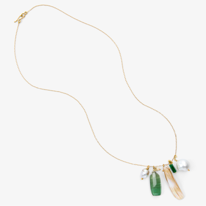 Ten Thousand Things 18k Pearl, Emerald, Opal, Tourmaline, Tahitian Charm Necklace