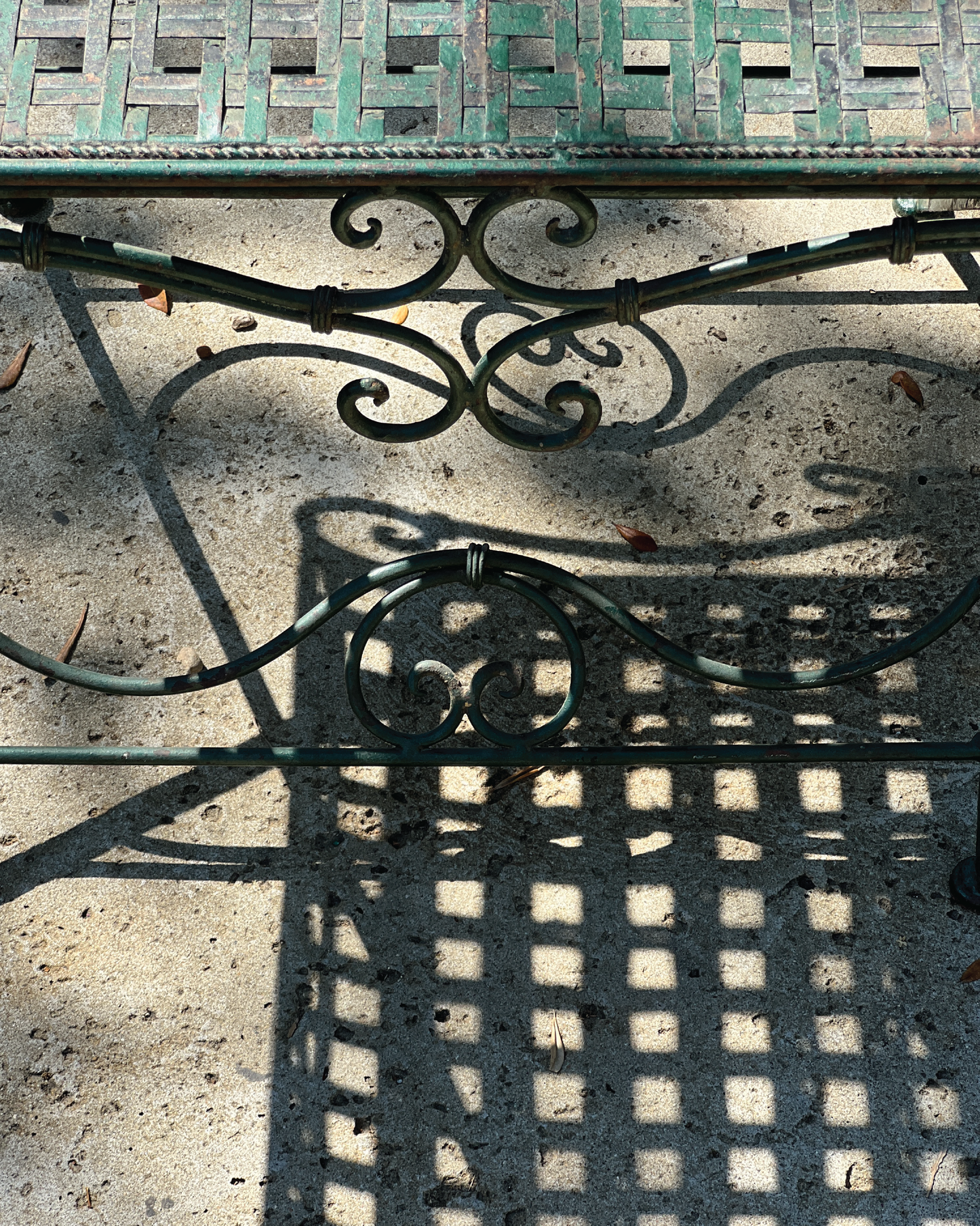 Vintage French Verdant Green Lattice Garden Table