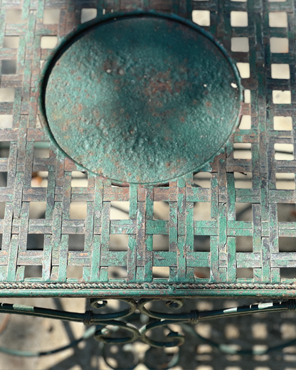 Vintage French Verdant Green Lattice Garden Table