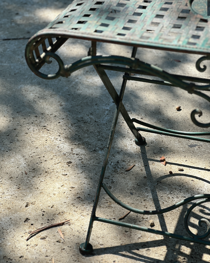 Vintage French Verdant Green Lattice Garden Table