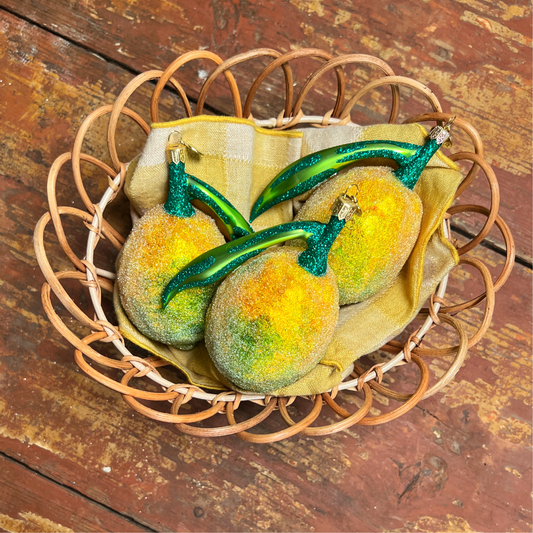 Yellow Lemon with Leaf Ornament