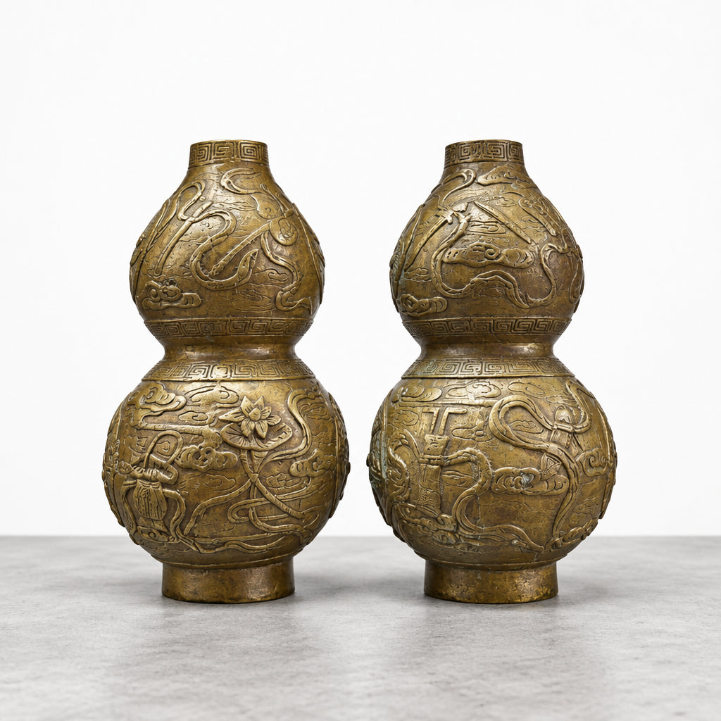 Pair of Vintage Double Gourd Vases