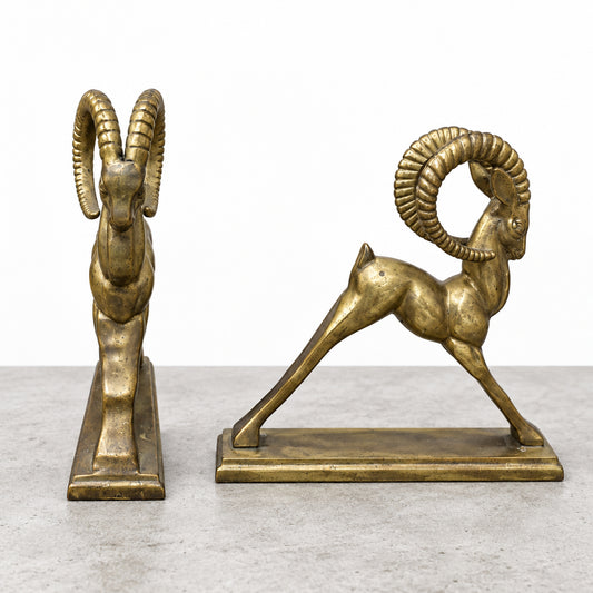 Vintage Brass Ram Bookends