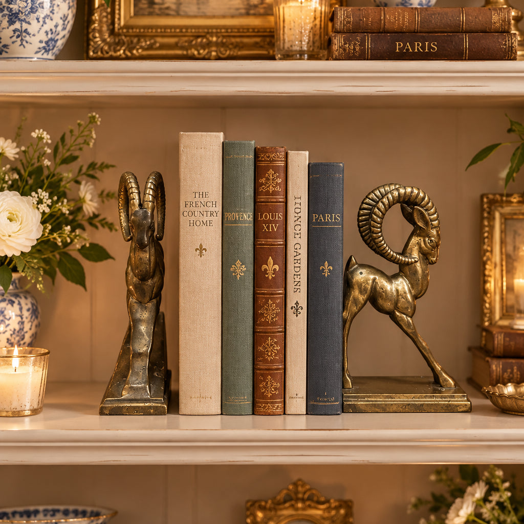 Vintage Brass Ram Bookends