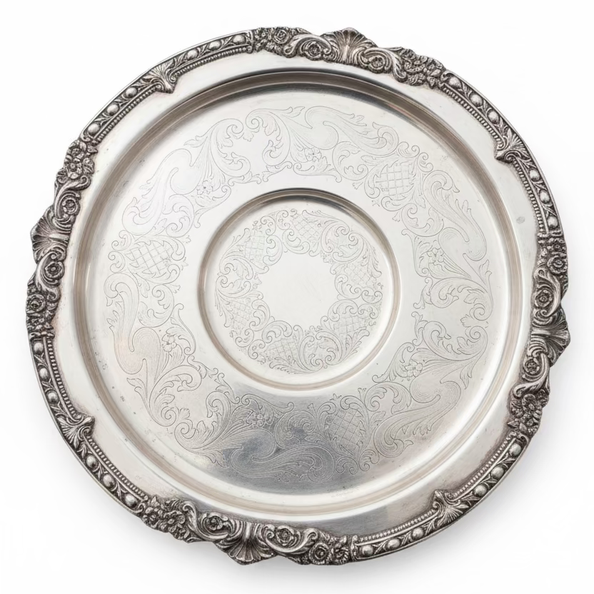 Vintage Silver Plate Rotating Serving Tray