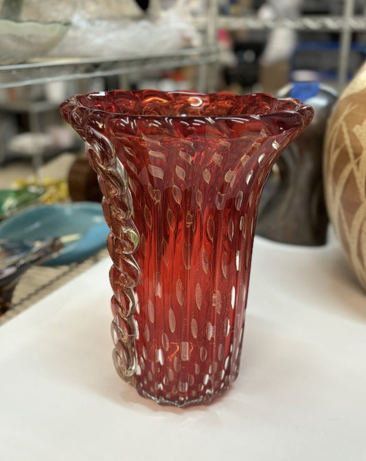 Vibrant Ruby Red Barovier Murano Vase / FINAL SALE-WAS $2400 NOW