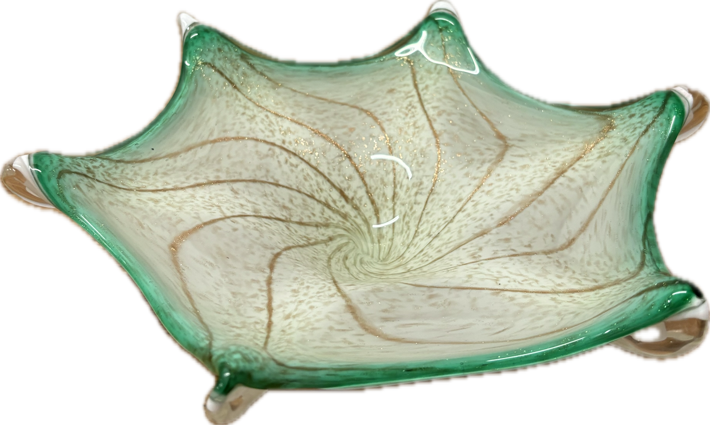 Vintage Star-Shaped Murano Glass Spiral Bowl, c. 1950s