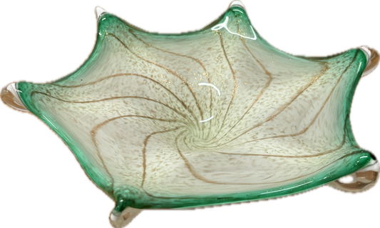Vintage Star-Shaped Murano Glass Spiral Bowl, c. 1950s