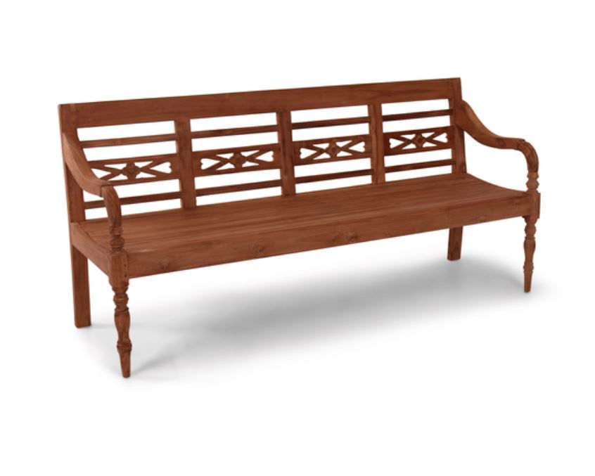 Fleur Carved Teak Bench