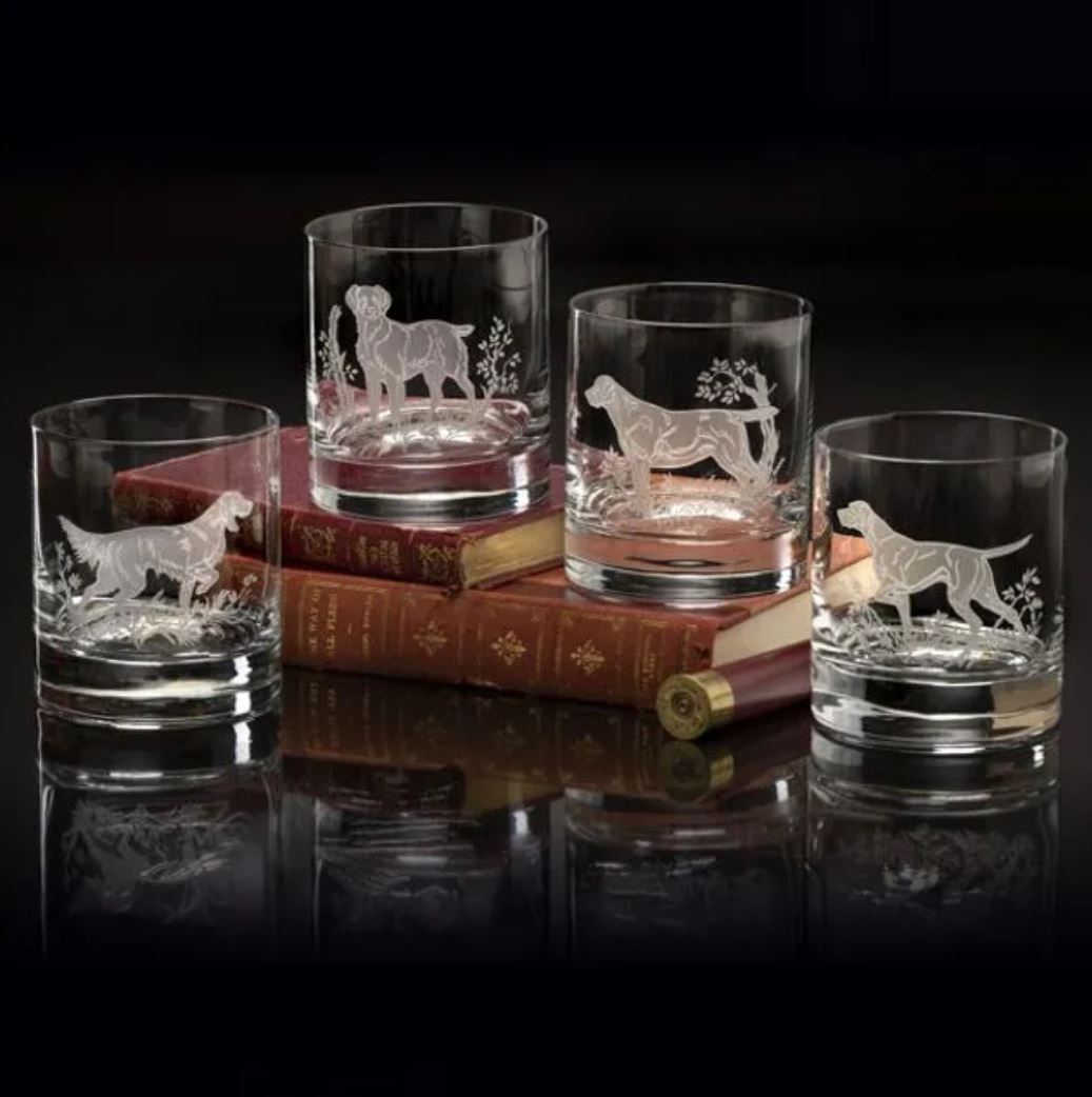 Crystal Wildlife Etched Rock Glasses