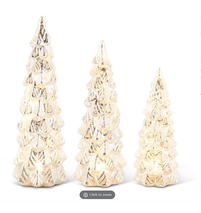 Glittered LED Silver Mercury Glass Tree