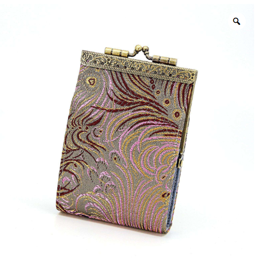 Peacock Feather Brocade Card Holder