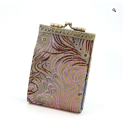 Peacock Feather Brocade Card Holder