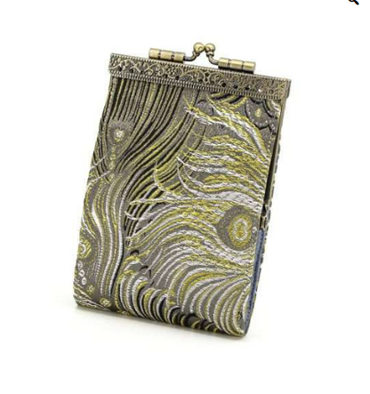 Peacock Feather Brocade Card Holder