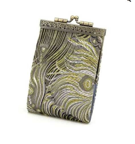 Peacock Feather Brocade Card Holder