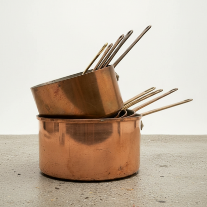 5 Piece Set of Graduated French Copper Pots
