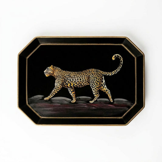 Octagonal Fauna Hand Painted Iron Tray