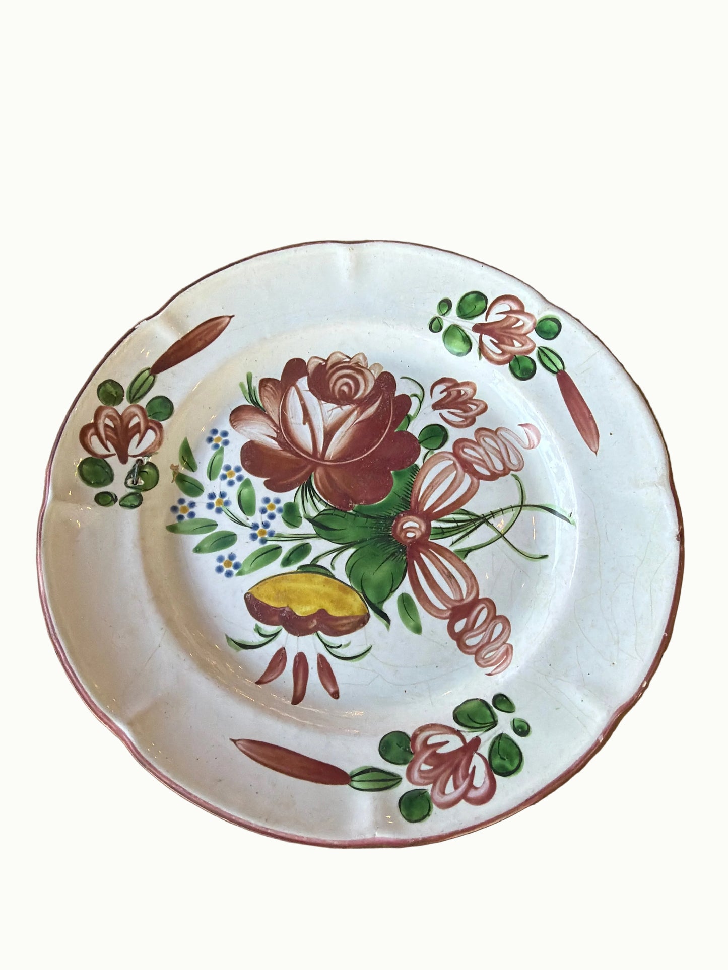 Antique Hand-Painted French Dinner Plate