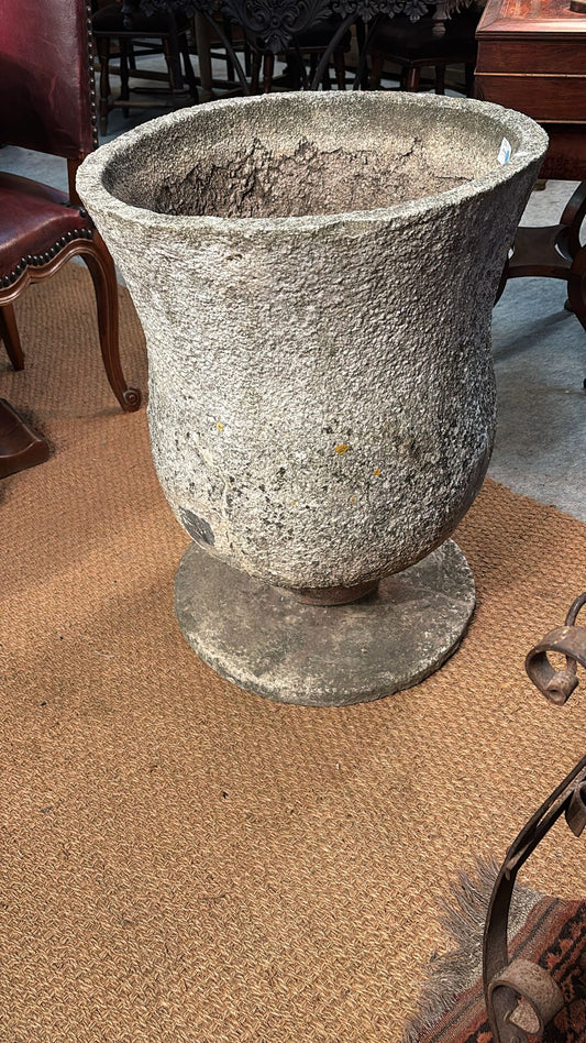Vintage Large Textured Cast Stone Urn
