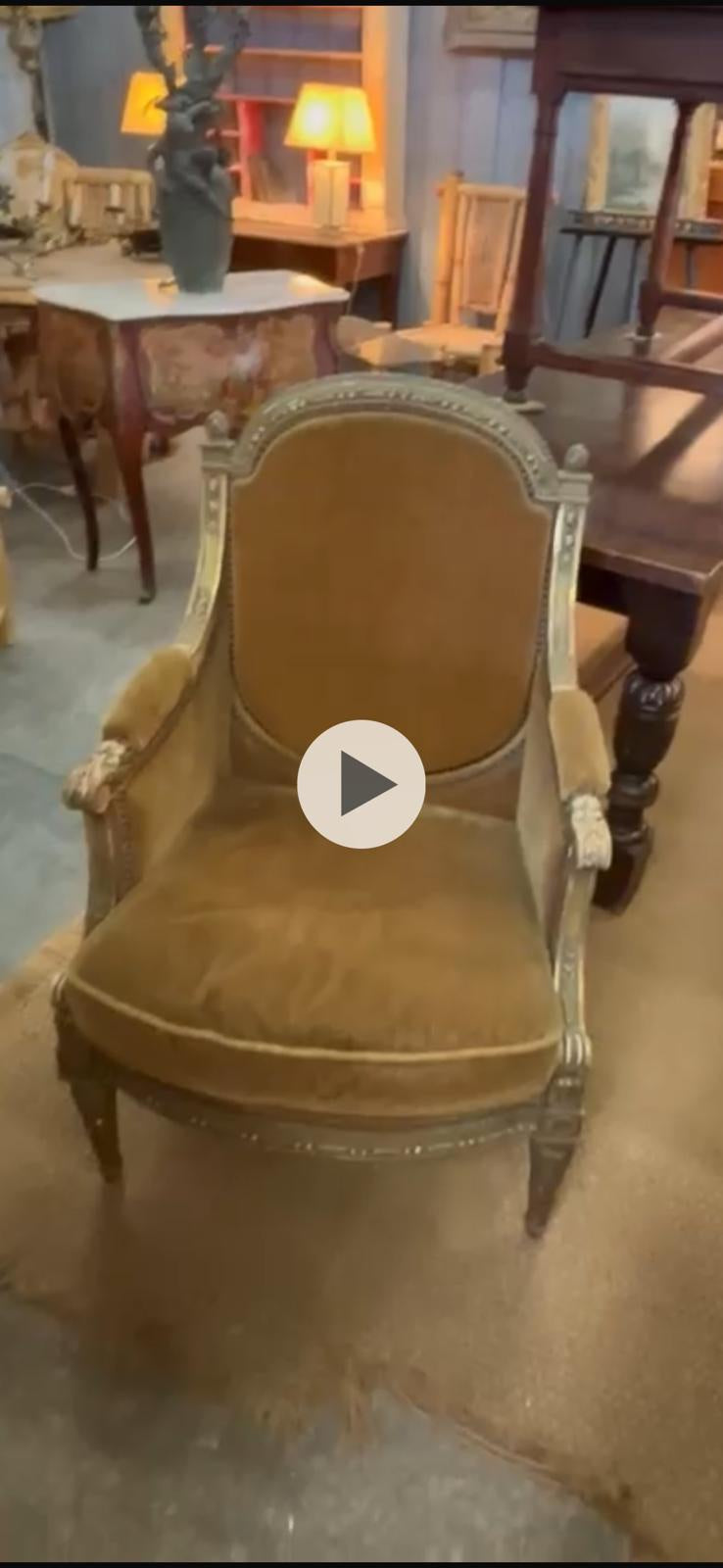 Antique French Louis XVI Camel Bergère Armchair