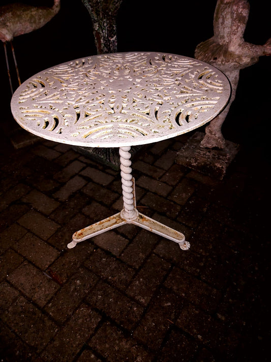 Vintage Cast Iron Bistro Table with Spindle Base & Three Feet