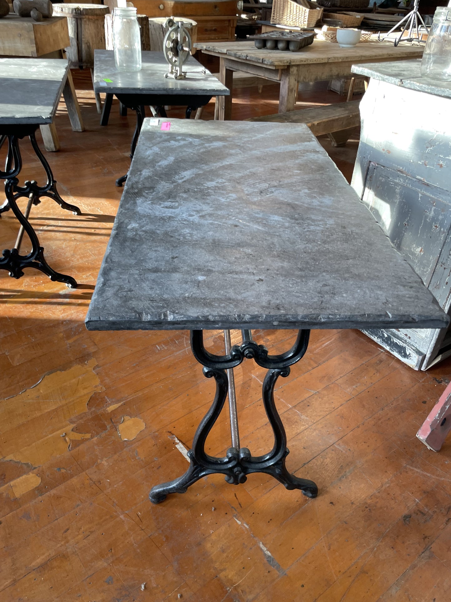 French Rectangular Blue Stone Bistro Table