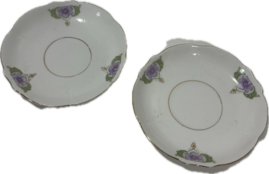 Pair of Vintage Porcelain Floral Art Noveau Plates