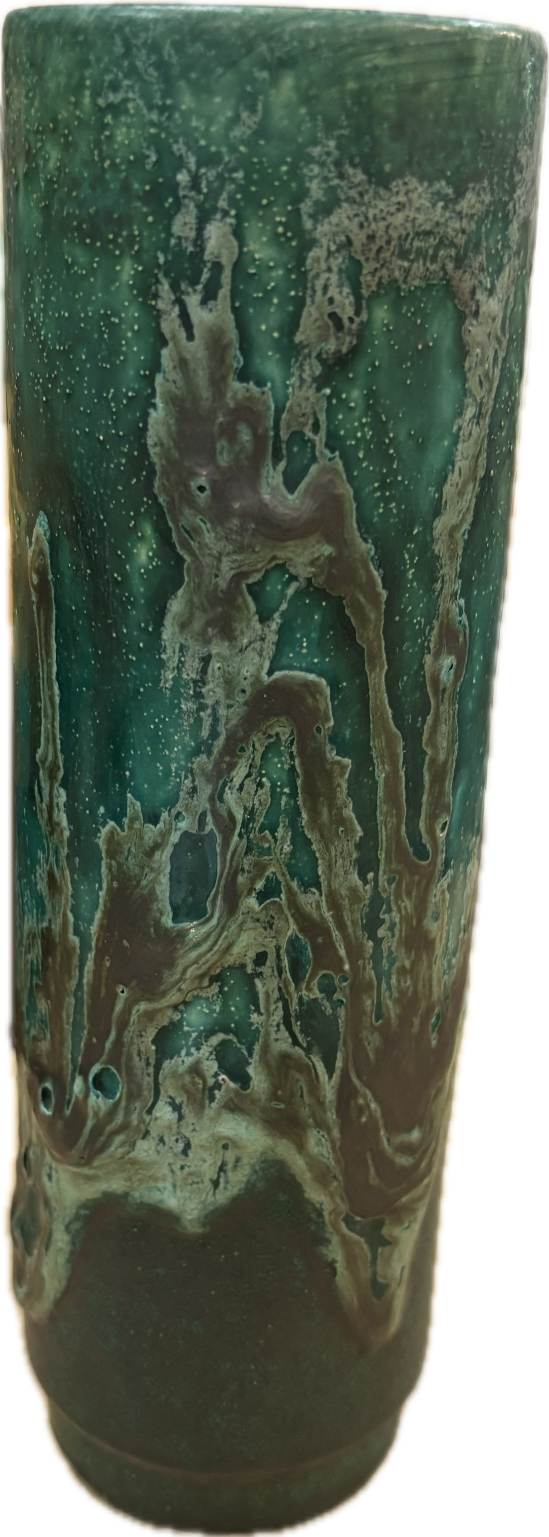 Vintage Viridian Green Cylindrical Vase