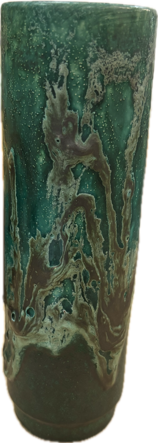 Vintage Viridian Green Cylindrical Vase