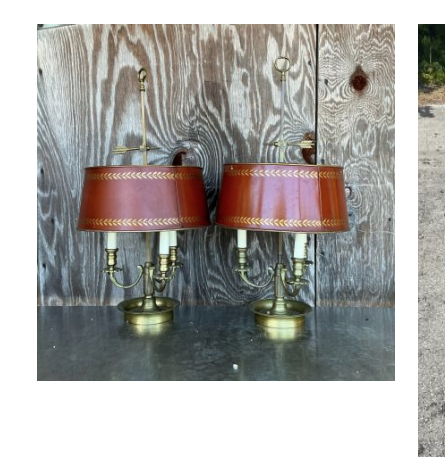 Pair of Vintage 3 Branch Bouillotte Lamps