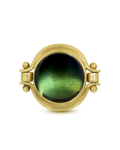 Tourmaline Cabochon Lyre Ring