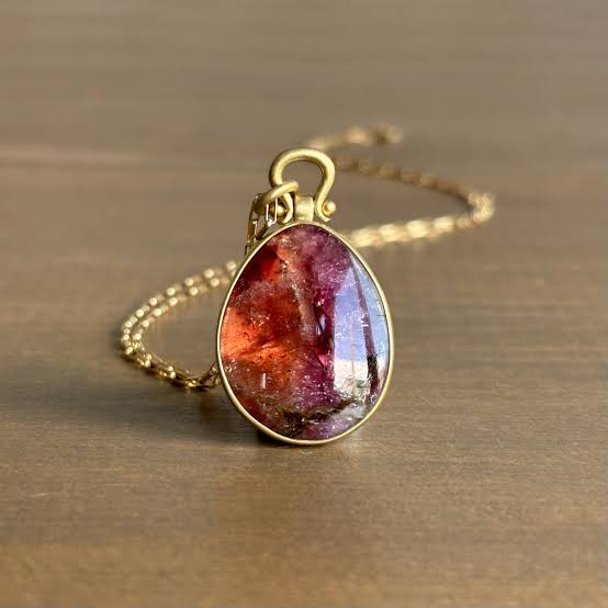 Tourmaline Egg Pendant w/ Lyre Bail