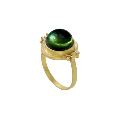 Tourmaline Cabochon Lyre Ring