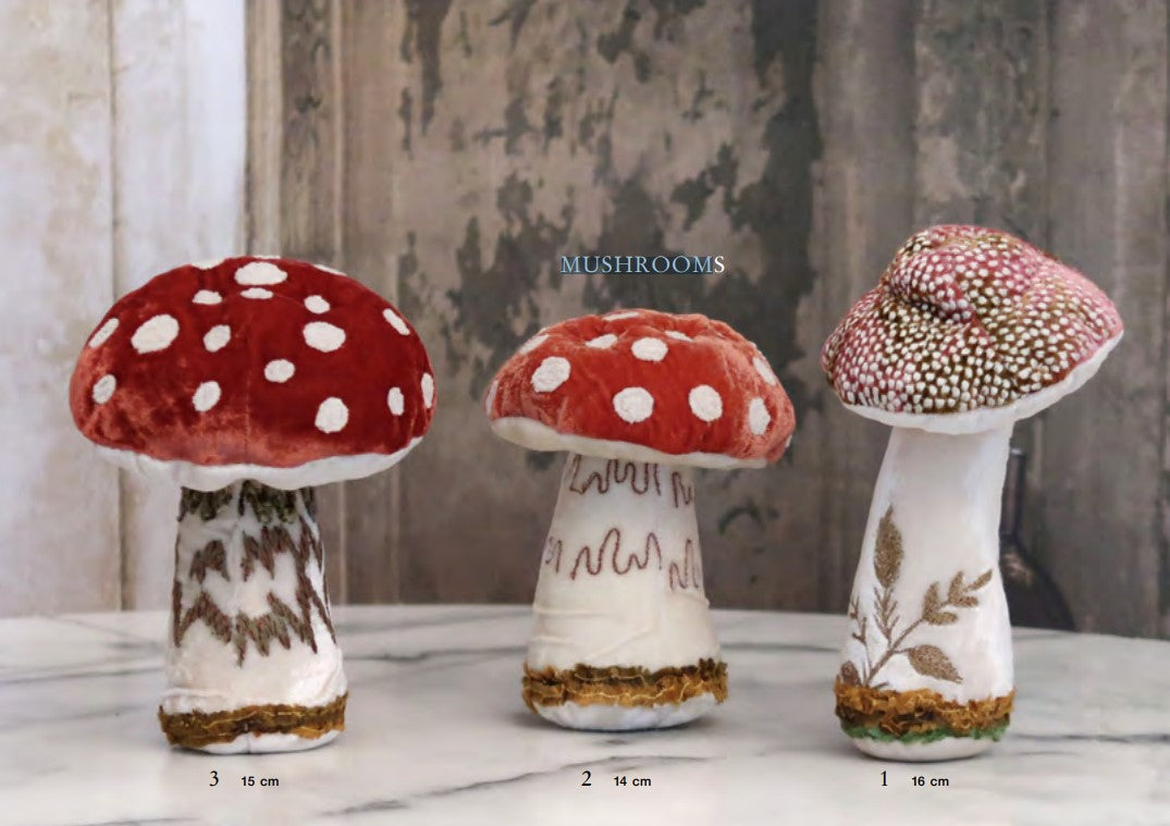 Embroidered Silk Mushrooms