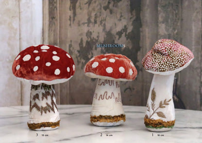 Embroidered Silk Mushrooms