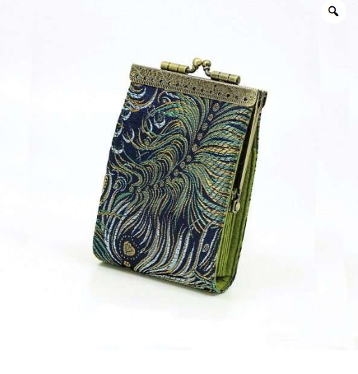 Peacock Feather Brocade Card Holder