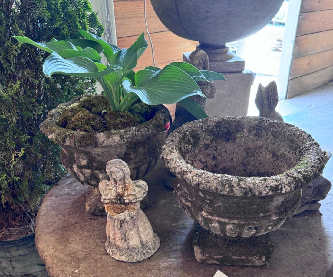 Pair of Vintage Mossy Urns