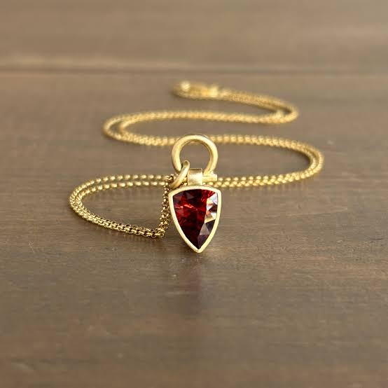 Red Garnet Elongated Trillion Pendant