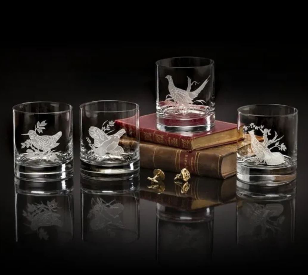 Crystal Wildlife Etched Rock Glasses