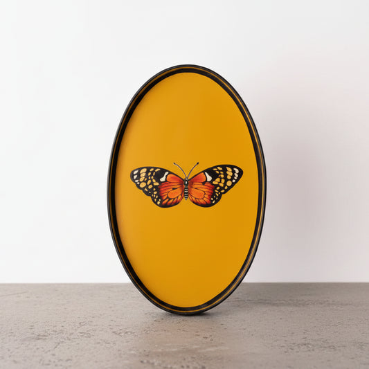 Les Ottomans Tray Oval Fauna Hand Painted Iron Trays
