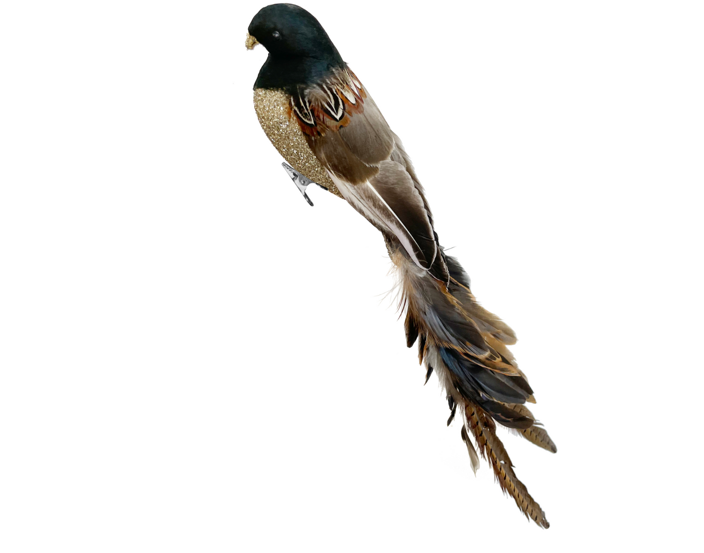 Feather Bird w/ Glitter Body & Ostrich Tail