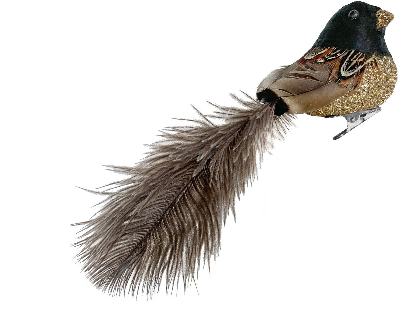 Feather Bird w/ Glitter Body & Ostrich Tail
