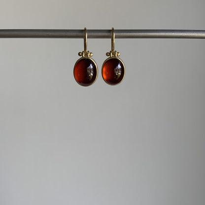 Garnet Cabochon Earrings with Clasps