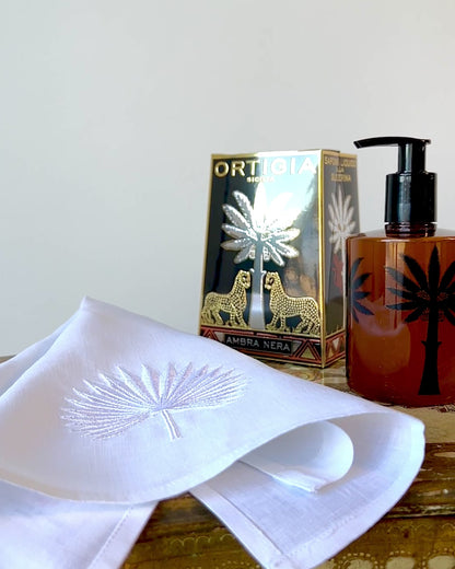 Vetiver Sicilian Olive Oil Soap & Embroidered Palm Tip Towel Set