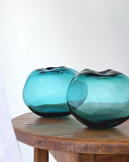 Murano Blown Glass Aquamarine Vases