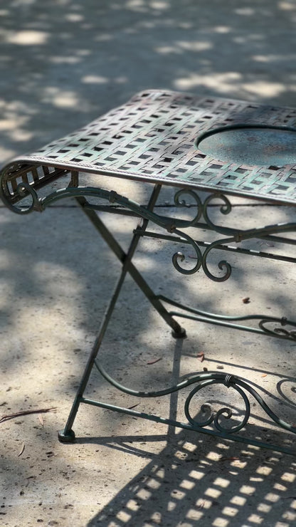 Vintage French Verdant Green Lattice Garden Table