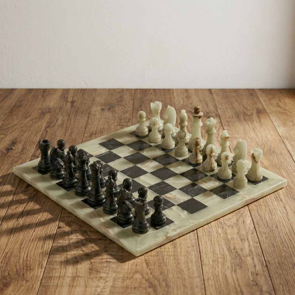 Marble Checkers and Chess Set