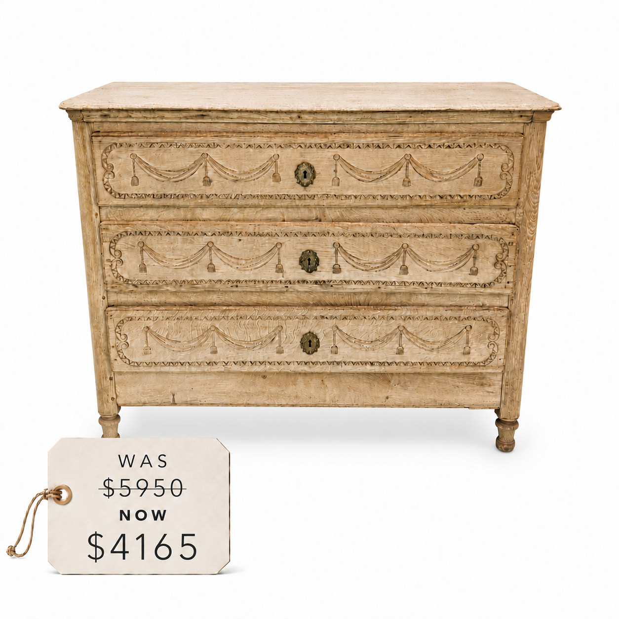 18th Century French Louis XVI Bleached Oak Commode