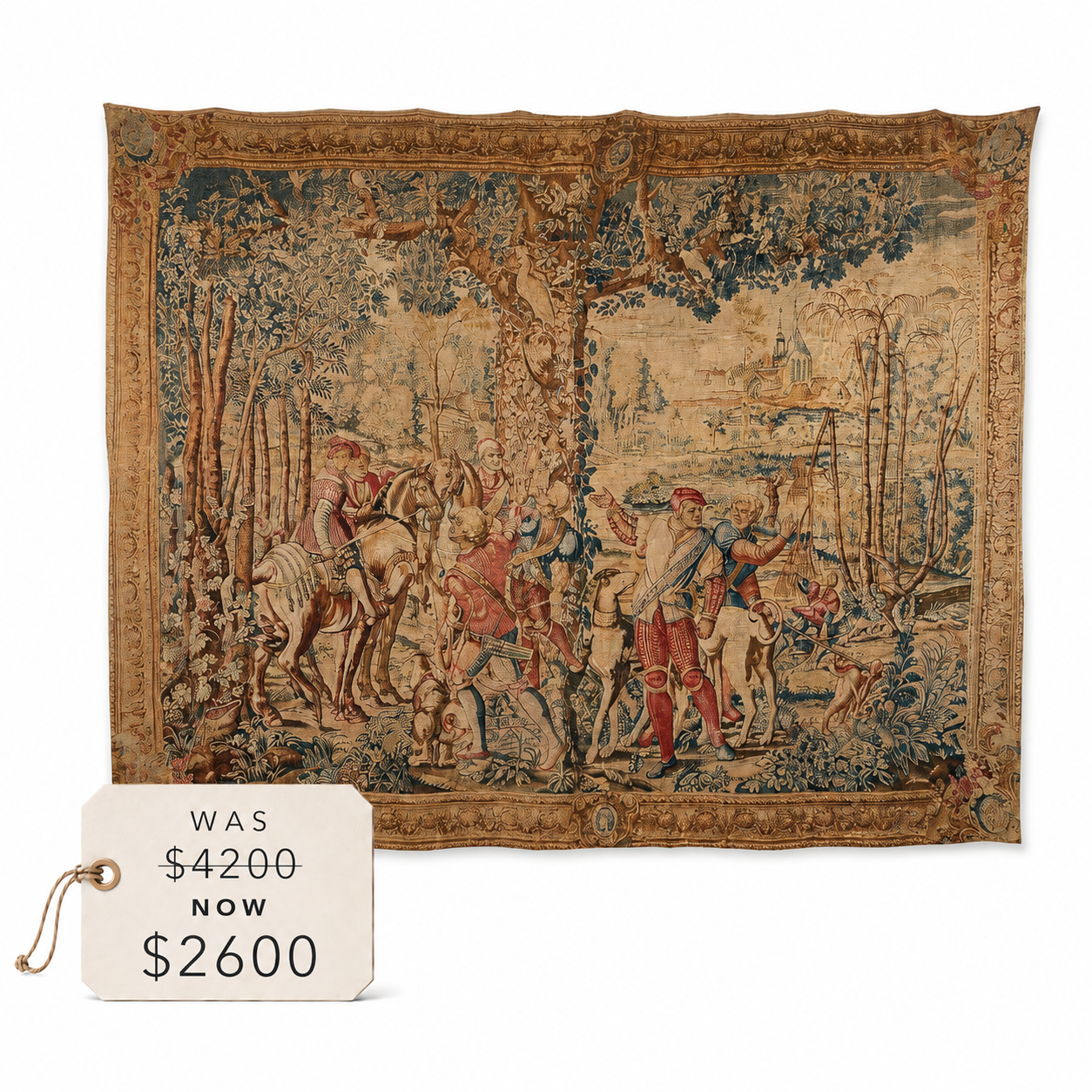 Vintage French Wall Hanging Tapestry Inspired by "Les Chasses de Maximilien"